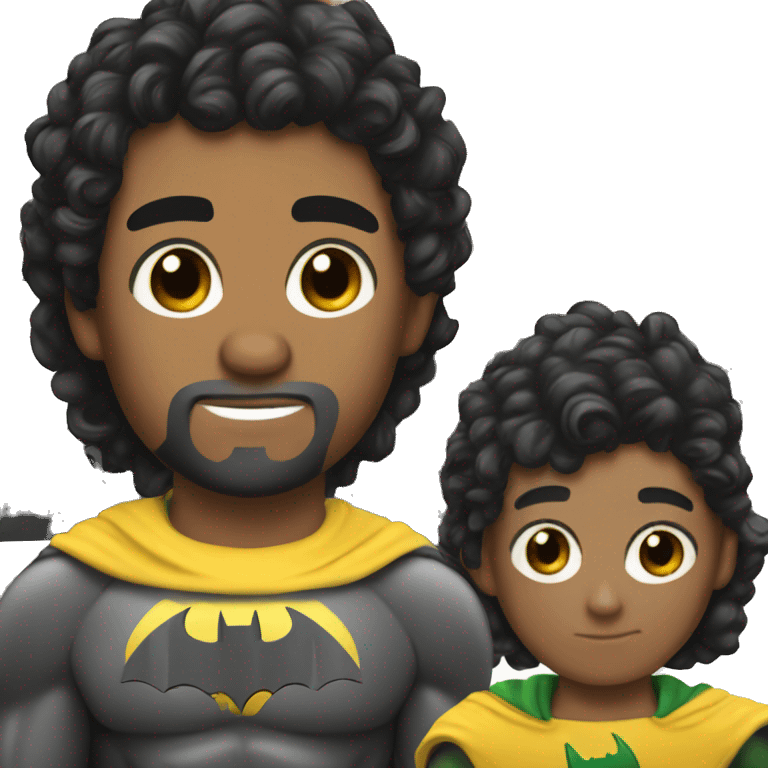 Batman on hispanic boy with black curly hair emoji