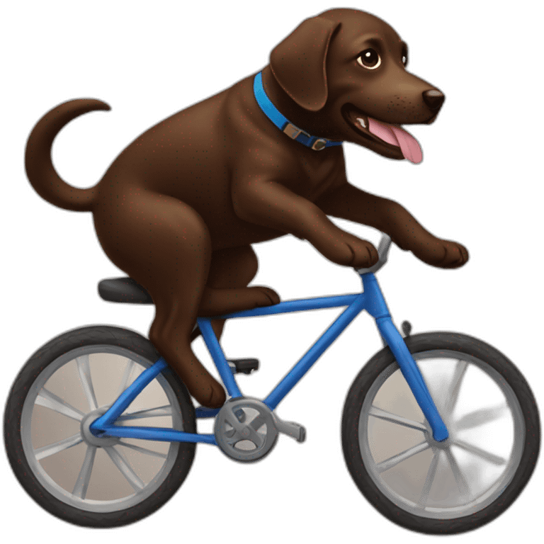 chocolate labrador riding fast on a bike emoji