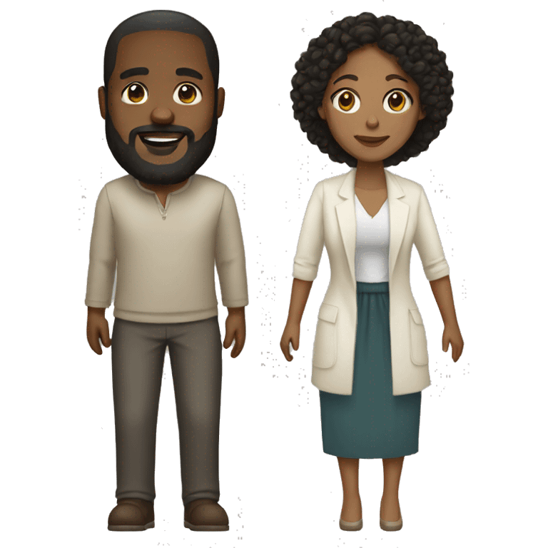 Couple black man with beard and very light skinned woman emoji