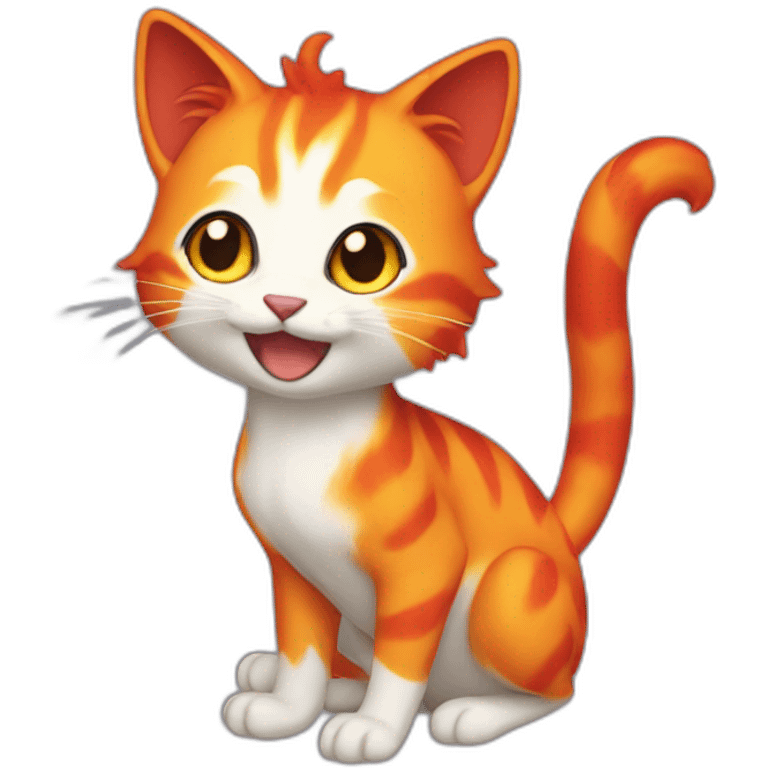 Flame-tailed cat emoji