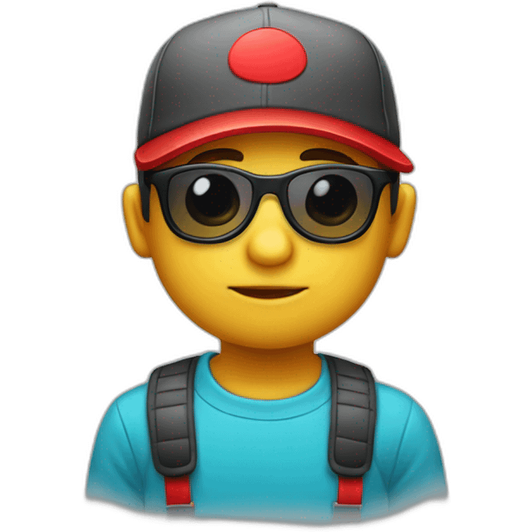 Niño con lentes y gorra roja  emoji