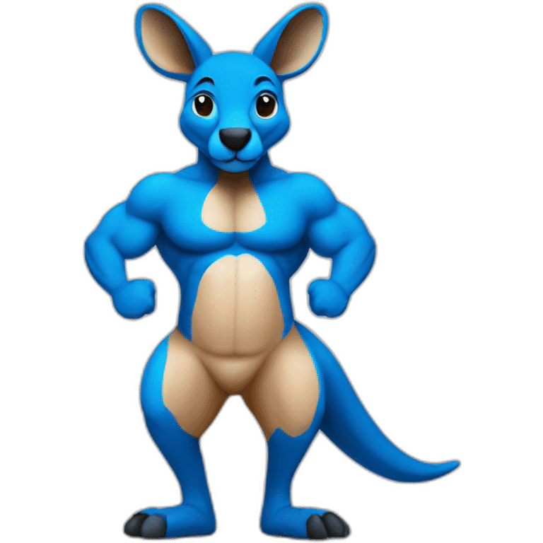 Blue coloured kangaroo body builder emoji