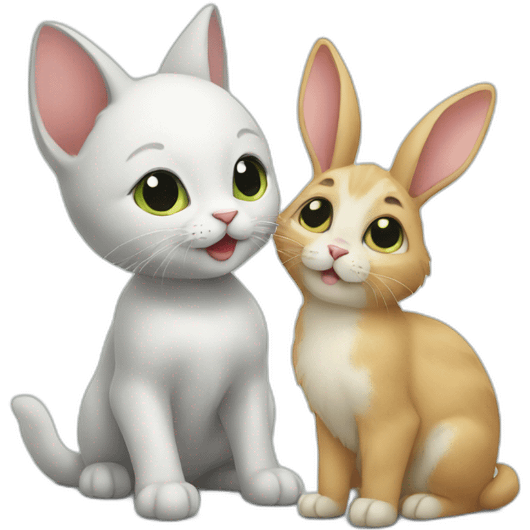 Kitten and rabbit emoji