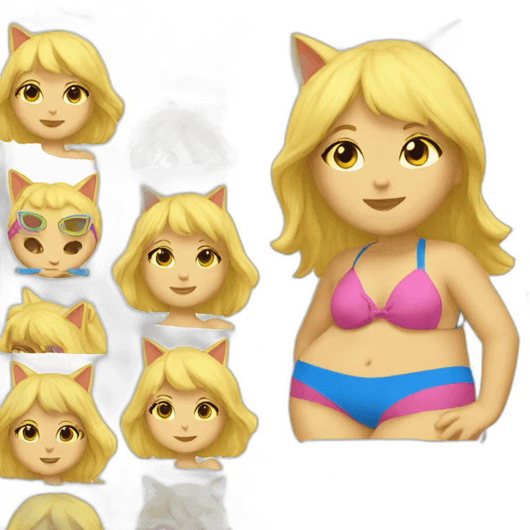 hot catgirl blonde swim suit emoji