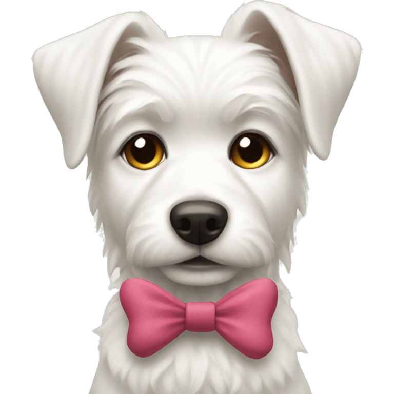 White dog with bow emoji