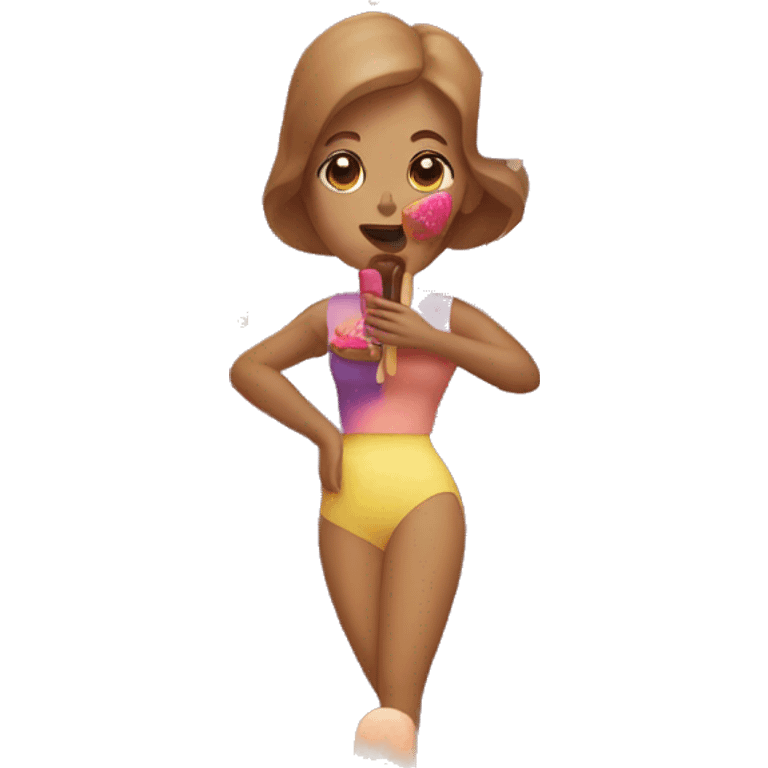 Woman eating popsicle  emoji