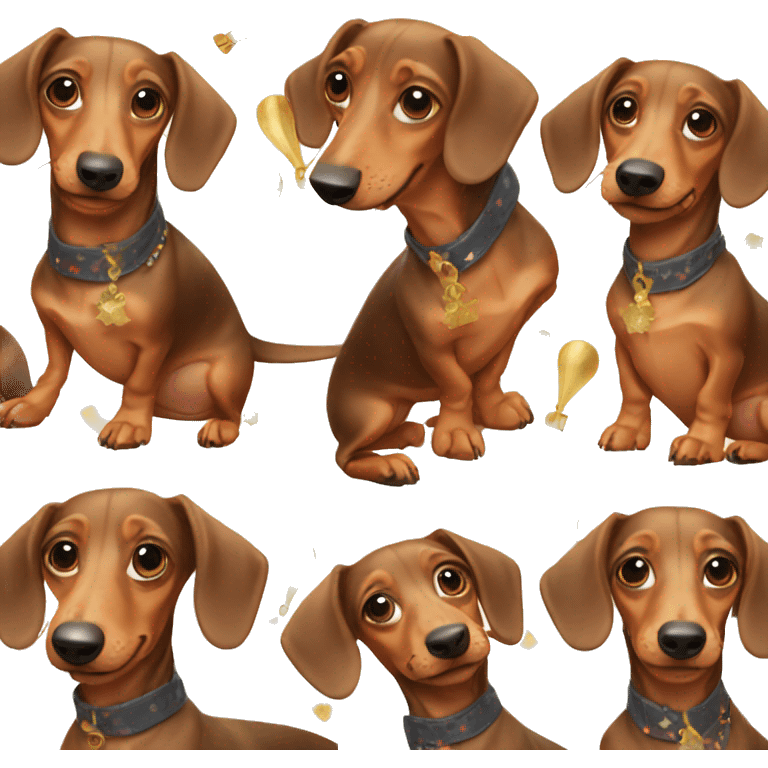 New Year's dachshund emoji