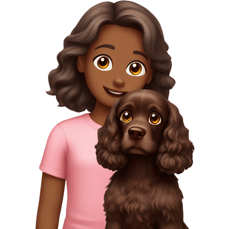 Dark brown Cocker spaniel with girl emoji