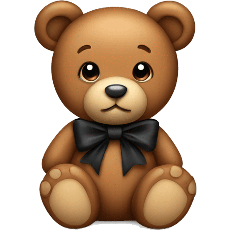 Cute brown teddy bear with black bow emoji