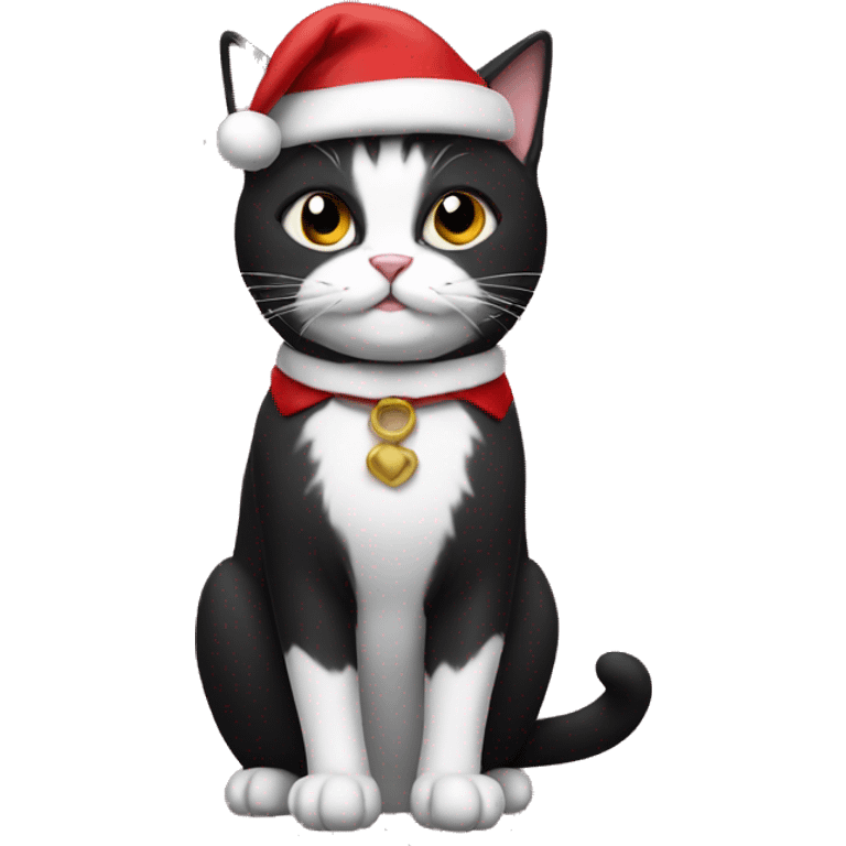 tuxedo cat wearing santa costume emoji