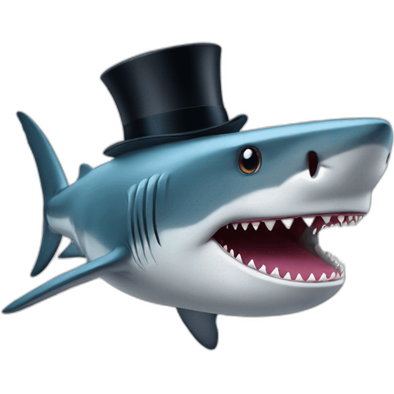 Shark with a top hat emoji