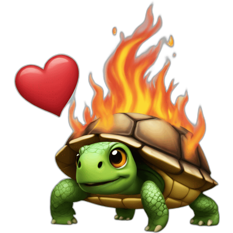 Burning turtle and hearts emoji