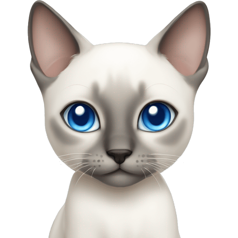 kawaii white siamese cat with gray markings and blue eyes emoji