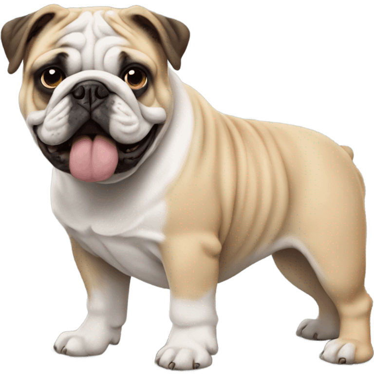 english bulldog and pug being friends emoji