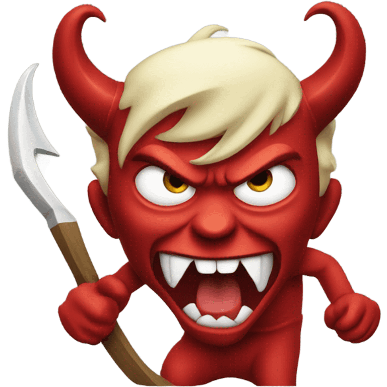 Angry devil with sickle  emoji