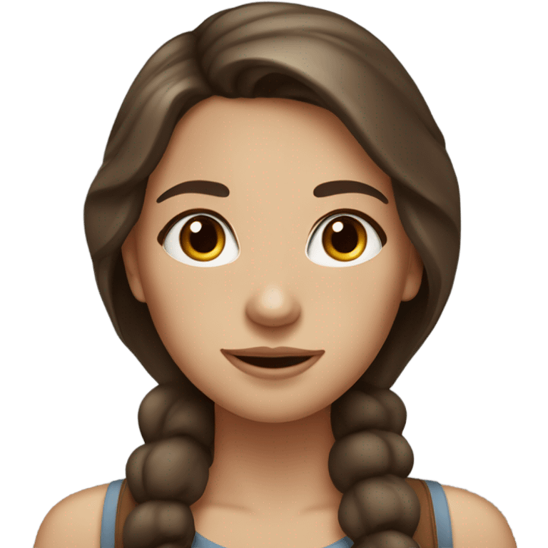 Light brunette girl with freckles with medium dark brown hair with highlights and a winged mole above her mouth emoji