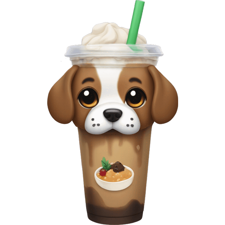 dog with boba tea emoji