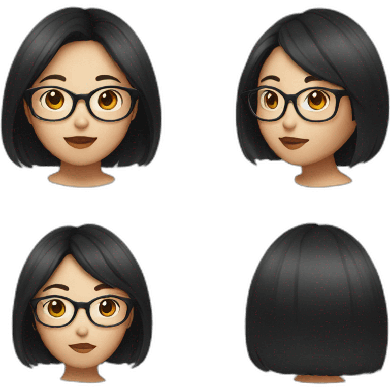 asian brunette girl with medium hair growth wearing glasses and a large spot on her nose emoji