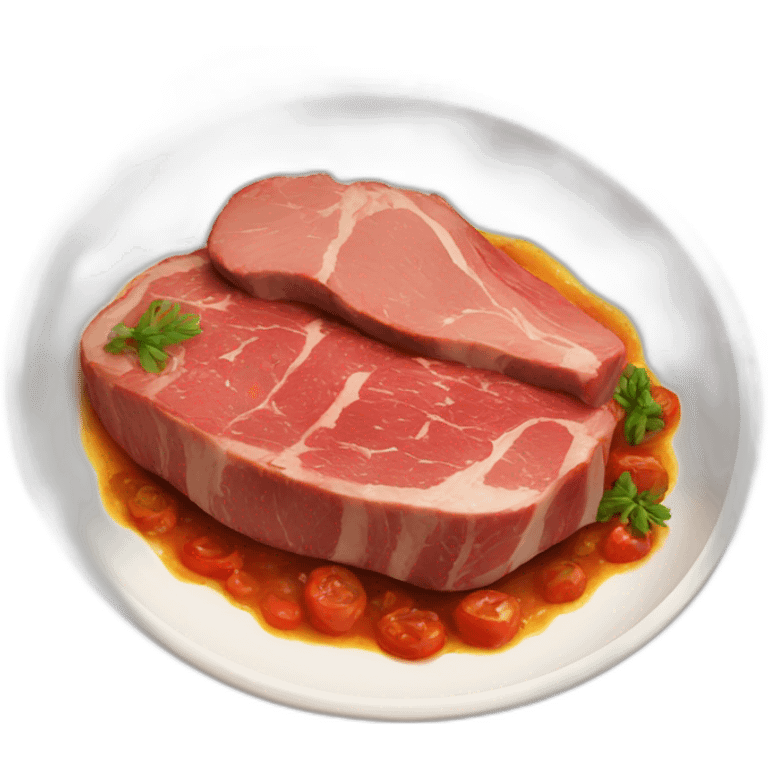 dish with meat emoji