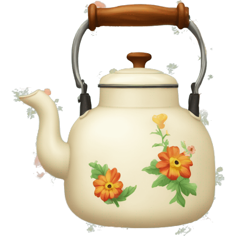 Vintage kettle with flowe design emoji