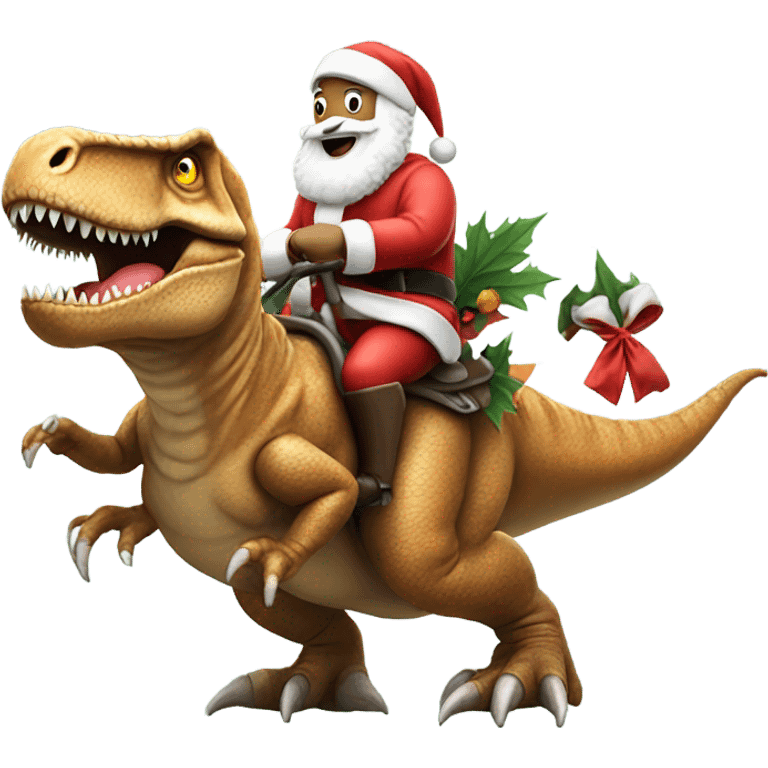 Santa Claus riding a T rex  emoji