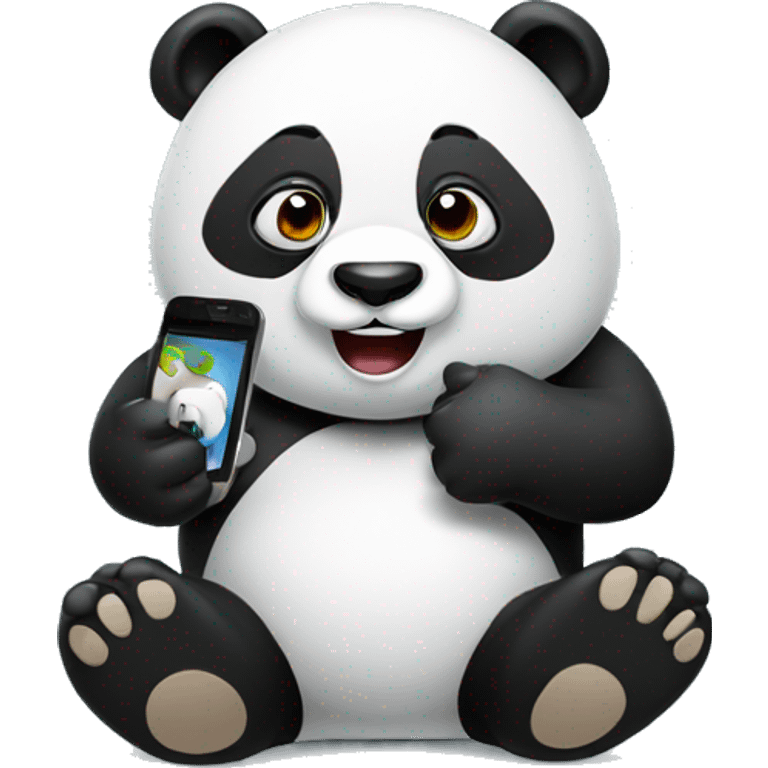 Panda segurando um celular  emoji