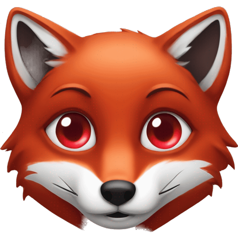 dark red fox face with tiny red heart instead of eyes emoji