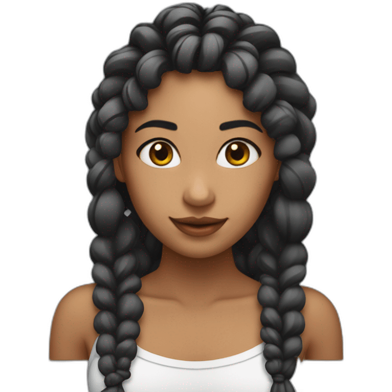 chica con trenza de pelo negro y aros plateados en las orejas emoji