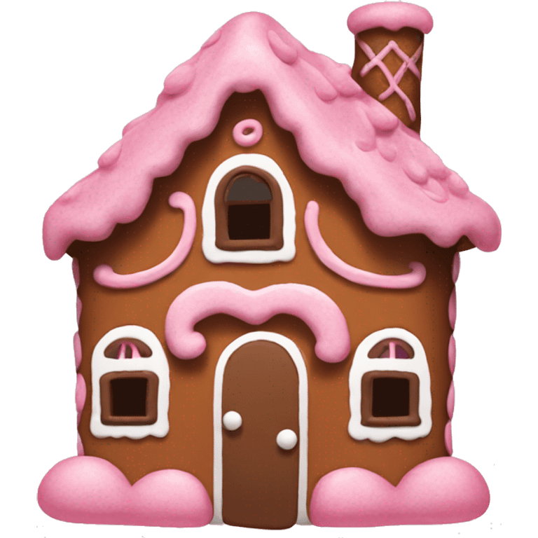 pink and brown gingerbread house emoji