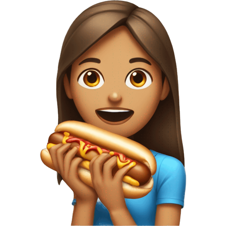 Girl eating hotdog emoji