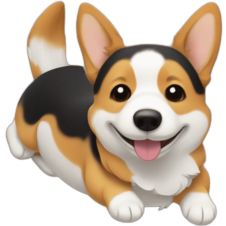 black and tan corgi lying on its back emoji