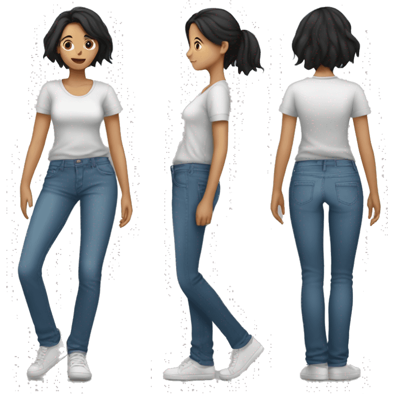 girl with black hair and baggy jeans with baggy shirt emoji