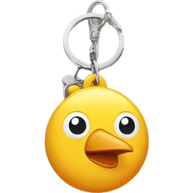 an cute keychain with a happy bird imprint on it  emoji