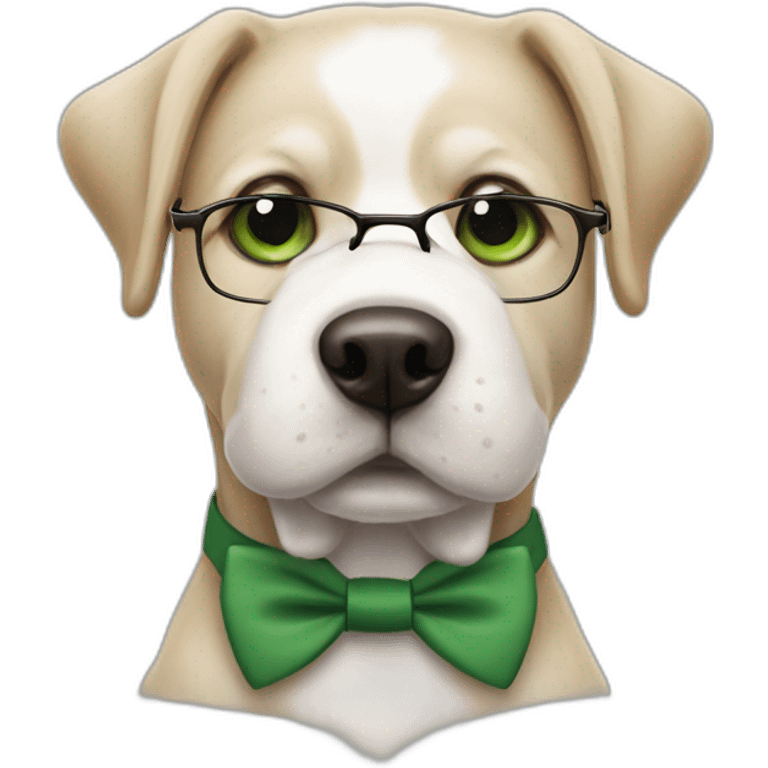 bege-and-white-dog-with-green-eyes-and-glasses-and-tie emoji