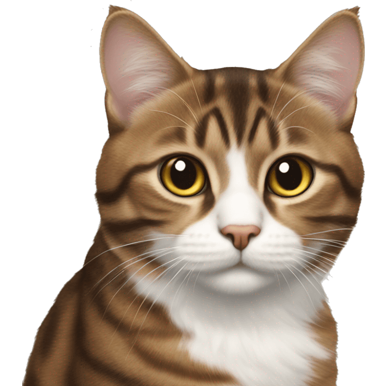 Brown and white tabby cat fluffy emoji