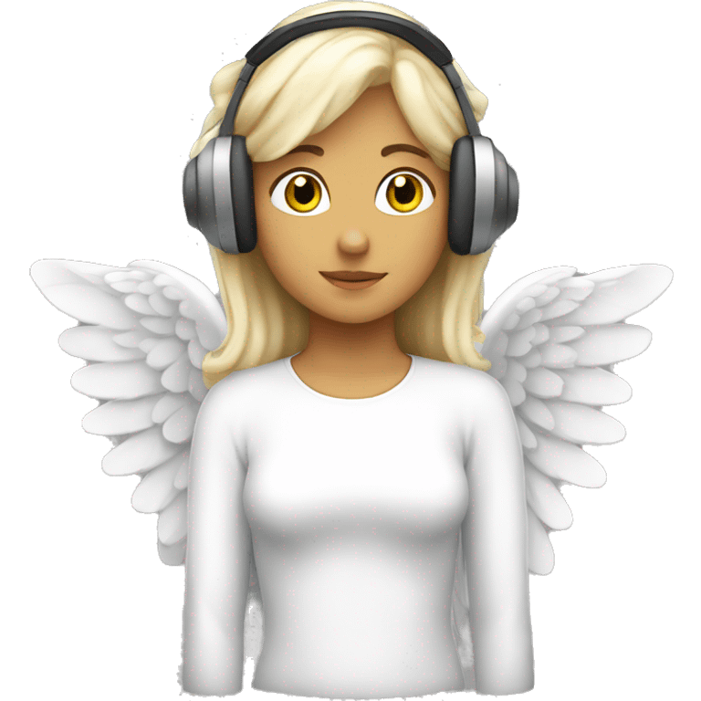 White angel girl wearing a headset emoji