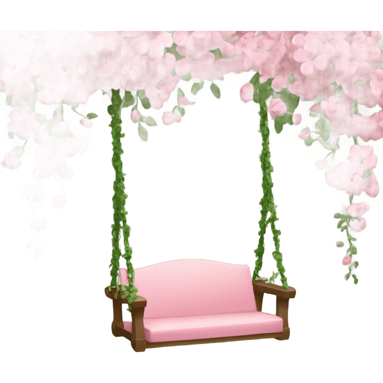 A swing made from pink flower and vines emoji