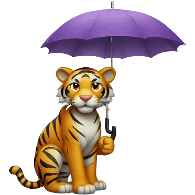 Tiger with umbrella  emoji