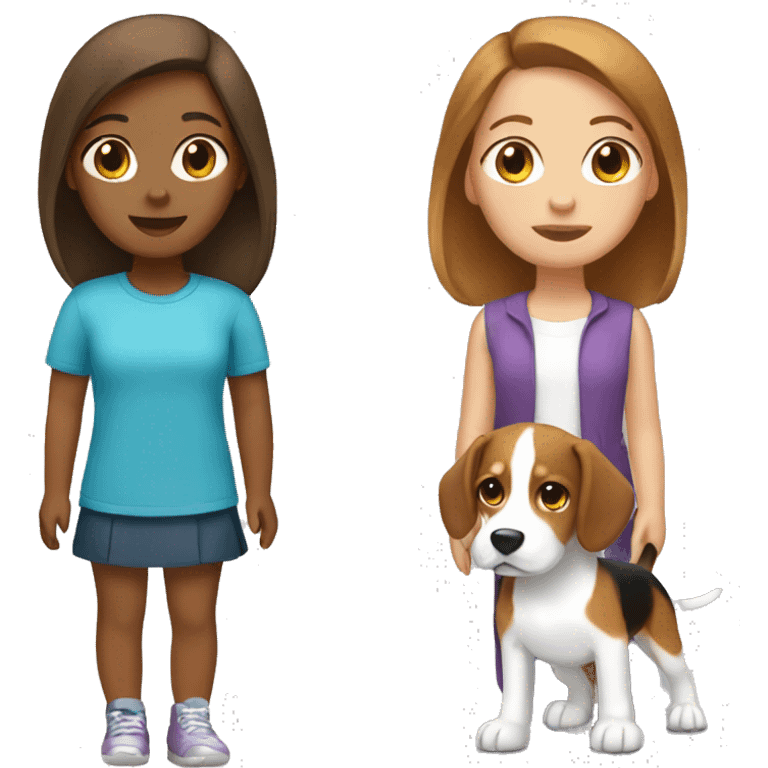 The girl with brown hair and the beagle emoji