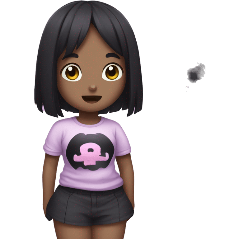 Kuromi with a shirt saying I 💜 MILA emoji