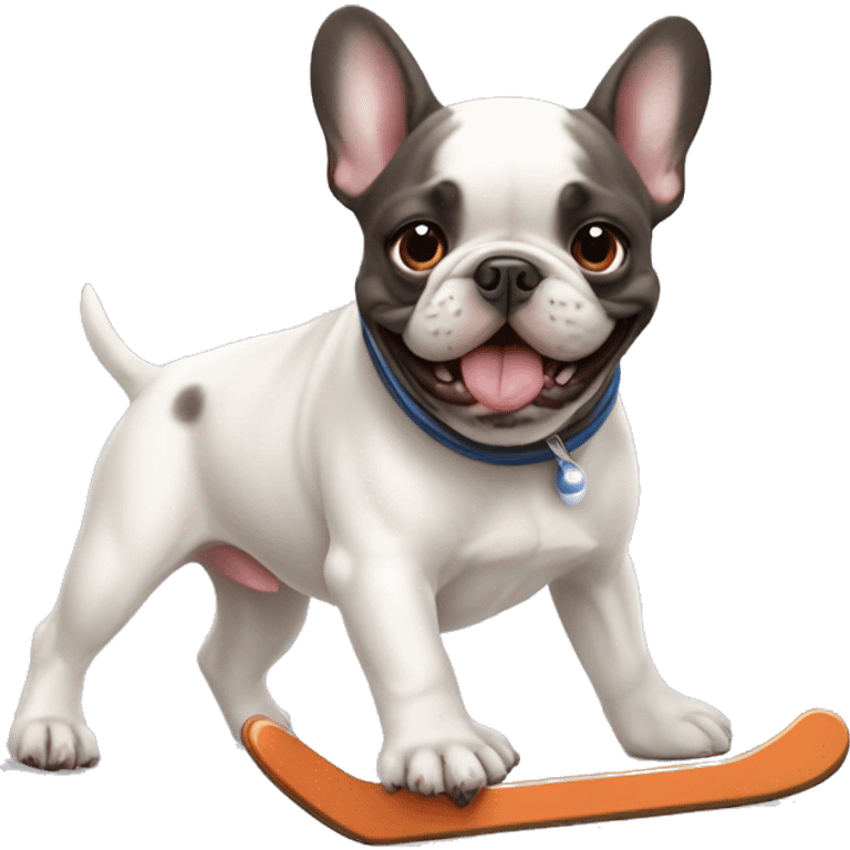 French bulldog puppy playing ice hockey emoji