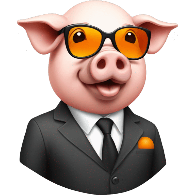 pig with orange business suite and black sunglasses emoji