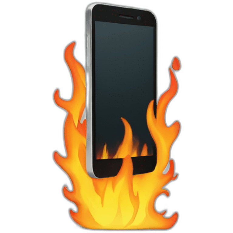 Minimalist cell phone on fire emoji