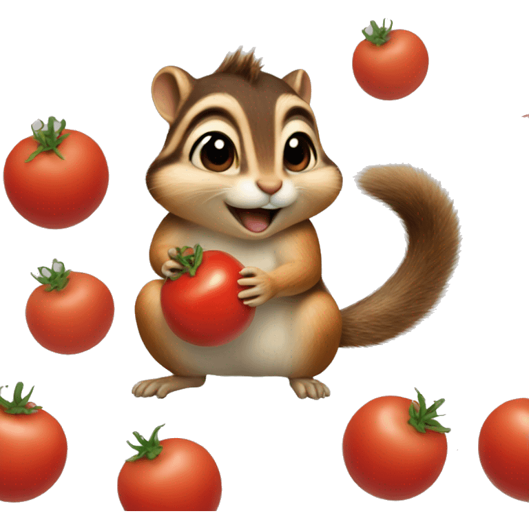 Chipmunk holding a tomato emoji