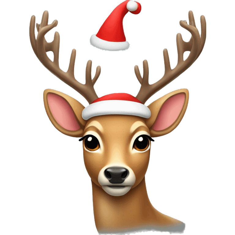  Deer with a santa clause hat  emoji