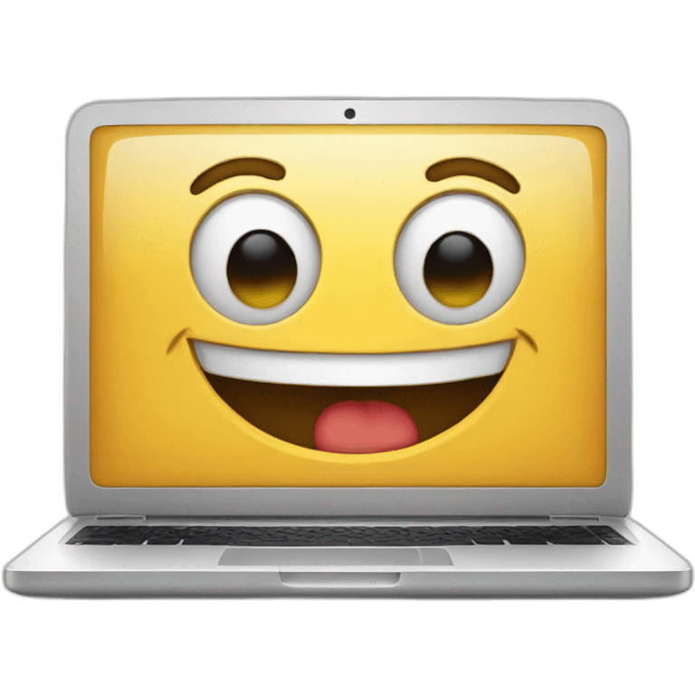 a laptop that is happy emoji