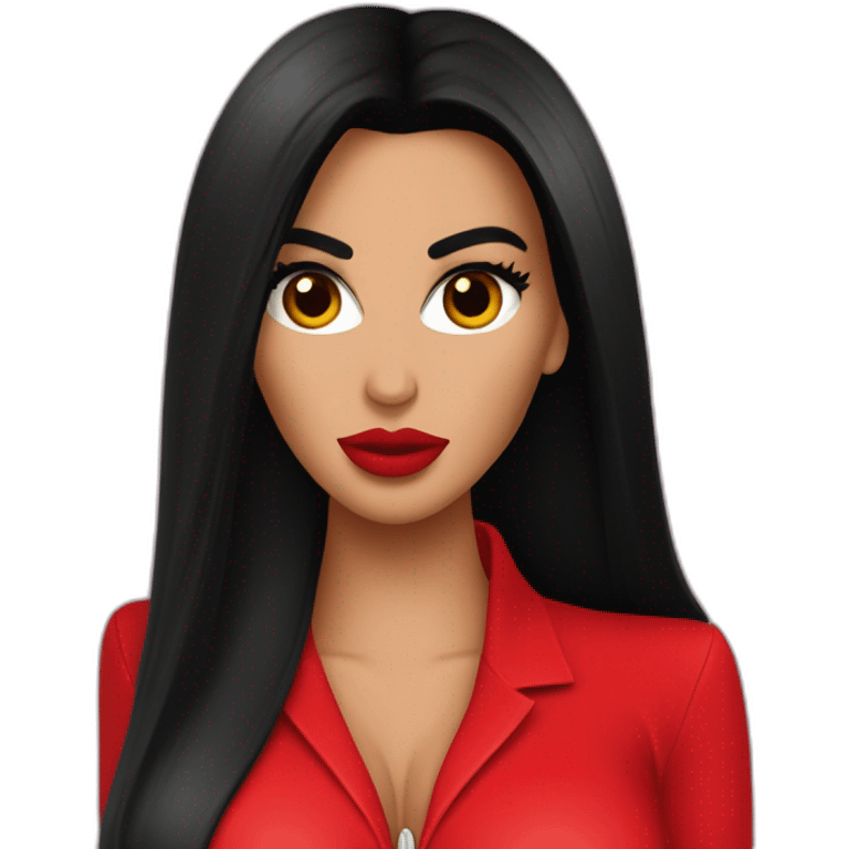 kim kardashian habillée en rouge qui fait du mini golf emoji