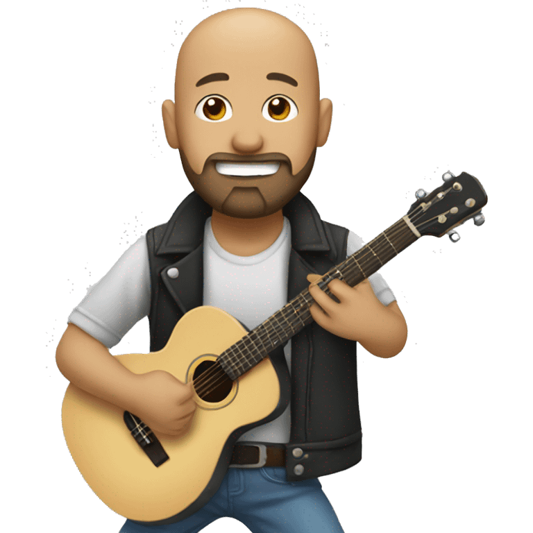 bald guy with hat and beard playing guitar  emoji