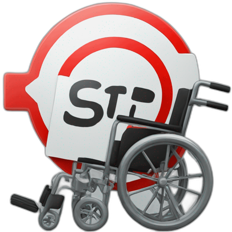 wheel chair with a stop sign emoji