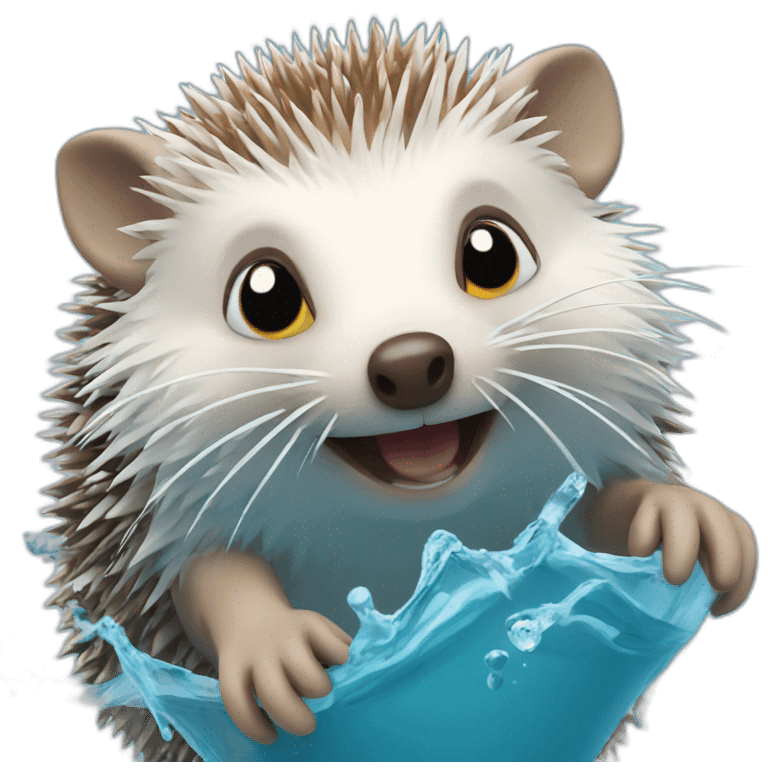 hedgehog splashing water emoji